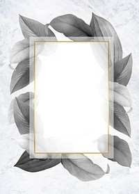 Golden frame on a gray leafy background vector