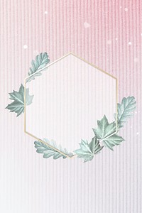 Green leafy hexagon gold frame