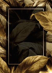 Gold tropical leaves patterned poster vector