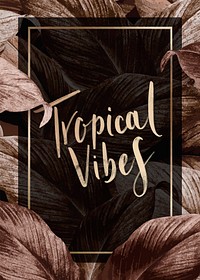 Bronze tropical leaves patterned poster vector