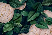 Leafy background with fluid marble texture illustration