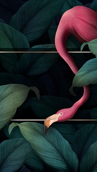 Tropical flamingo on a golden banner