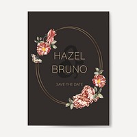 Romantic floral invitation design mockup