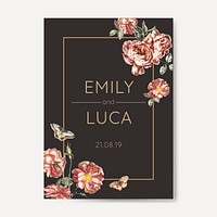 Romantic floral invitation design mockup