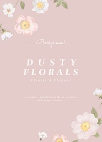 Elegant dusty florals frame design vector
