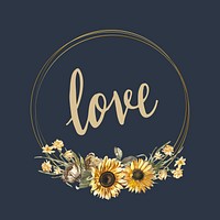 Floral love card mockup vector