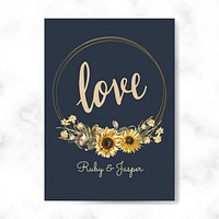 Floral love card mockup vector
