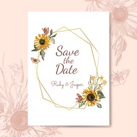 Save the date wedding invitation mockup vector