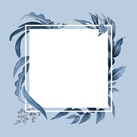 Empty frame with blue leaves design vector