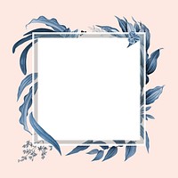 Empty frame with blue leaves design