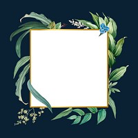 Empty frame with green leaves design vector