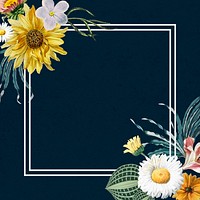 Colorful summer floral frame psd