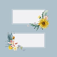 Set of floral framed banner vectors