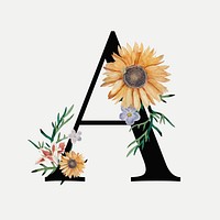 Floral alphabet A vector typography