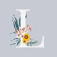 Letter L psd vintage floral font