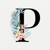Summer alphabet P psd floral typography