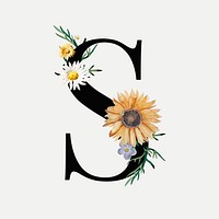 S letter vector floral font