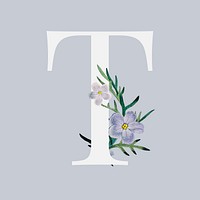 Letter T psd vintage floral font