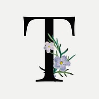 Botanical alphabet t vector lettering