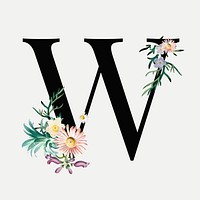 Botanical alphabet w vector lettering
