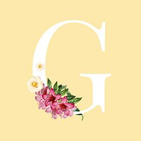 Floral capital letter G alphabet vector
