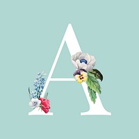 Floral capital letter A alphabet vector