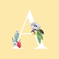 Floral capital letter A alphabet vector