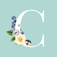 Floral capital letter C alphabet vector