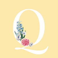 Floral capital letter Q alphabet vector