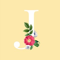 Floral capital letter J alphabet vector