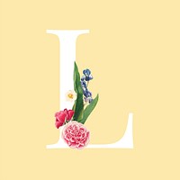 Floral capital letter L alphabet vector