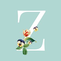 Floral capital letter Z alphabet vector