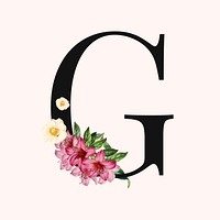 Flower decorated capital letter G typography vector