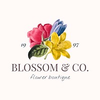 Blossom &amp; co. flower boutique logo vector
