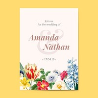 Floral wedding invitation card vector