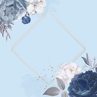 Blue roses themed card template vector