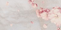 Pink cherry blossom flower branch border frame cream marble background banner