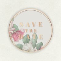 Round floral save the date frame vector