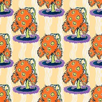 Botanical seamless pattern, orange background vector