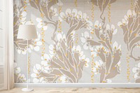Vintage wall mockup, art deco & art nouveau floral interior design psd