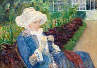 Lydia Crocheting in the Garden at Marly (1880) painting in high resolution by Mary Cassatt. Original from The MET Museum. Digitally enhanced by rawpixel.