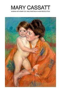 Mary Cassatt art print, a woman with her baby famous portrait, wall decor