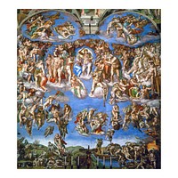 The Last Judgment art print, Michelangelo Buonarroti's famous greek mythology (1536-1541) painting Original from Wikimedia Commons. Digitally enhanced by rawpixel.