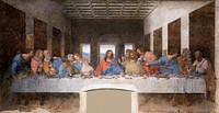 Leonardo da Vinci's The Last Supper (1495-1498) famous painting. Original from Wikimedia Commons. Digitally enhanced by rawpixel.