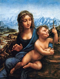 Leonardo da Vinci's Madonna of the Yarnwinder (1501) famous painting. Original from Wikimedia Commons. Digitally enhanced by rawpixel.