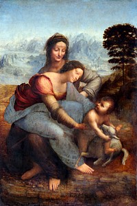 Leonardo da Vinci's The Virgin and Child with Saint Anne (circa 1503) famous painting. Original from Wikimedia Commons. Digitally enhanced by rawpixel.