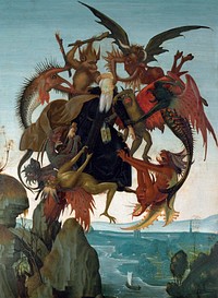 Michelangelo Buonarroti's The Torment of Saint Anthony (c. 1487–1488) famous painting.