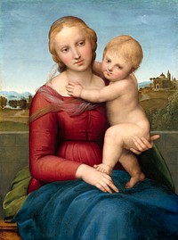 Raphael's The Small Cowper Madonna (ca. 1505) famous painting. Original from National Gallery of Art. Digitally enhanced by rawpixel.