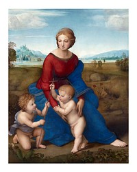 Madonna of the Goldfinch art print, Raphael's famous painting (1505&ndash;1506). Original from Wikimedia Commons. Digitally enhanced by rawpixel.