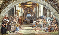 Raphael's The Expulsion of Heliodorus from the Temple (ca. 1511&ndash;1512) famous painting. Original from Wikimedia Commons. Digitally enhanced by rawpixel.